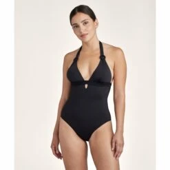Maillot De Bain Aubade Une Pièce Avec Coques La Plage Ensoleillée Noir
