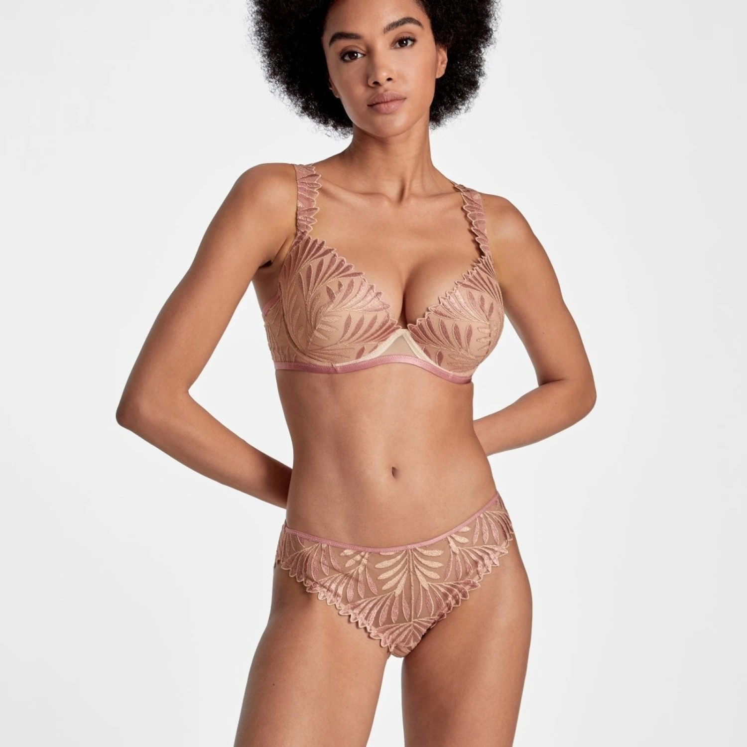 Aubade Soutien-Gorge Plunge Coque Sensory Illusion Silk Rose – Image 2