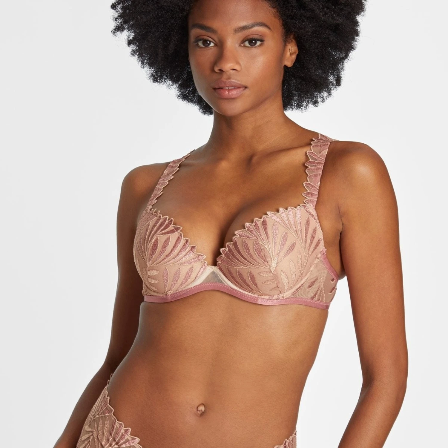 Aubade Soutien-Gorge Plunge Coque Sensory Illusion Silk Rose – Image 6