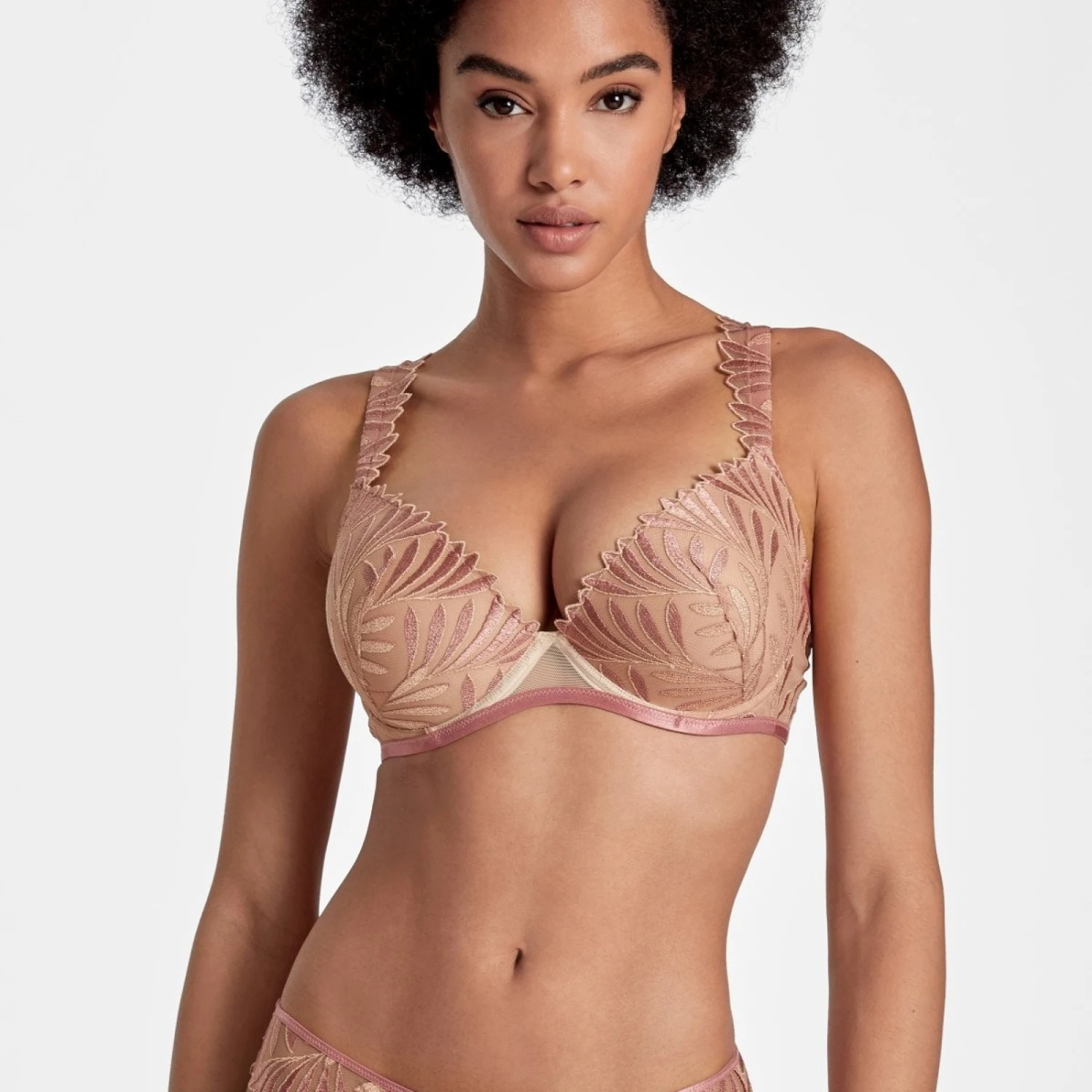 Aubade Soutien-Gorge Plunge Coque Sensory Illusion Silk Rose