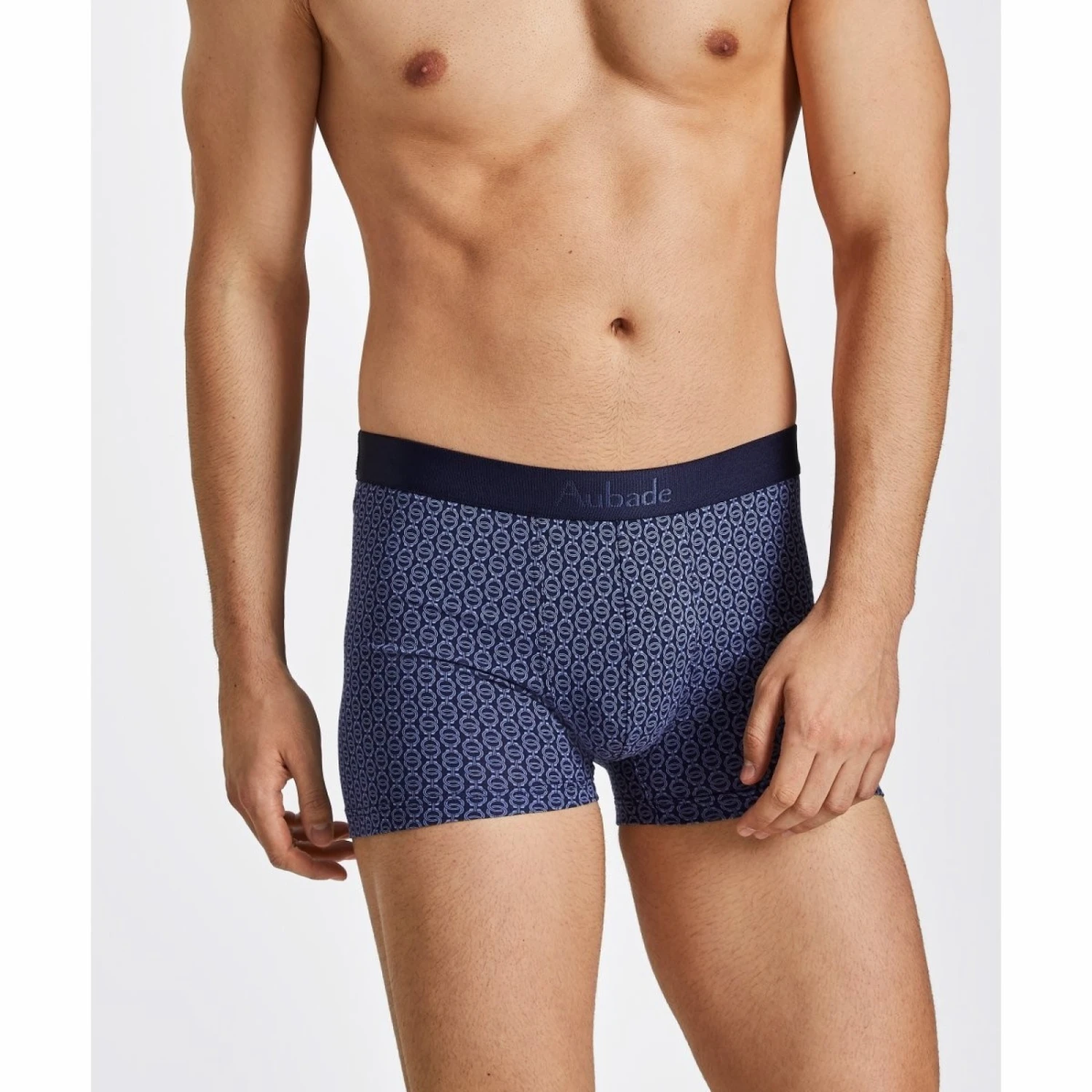 Duo Boxers AUBADE MEN Mini Menottes Marine Et Uni Marine â Image 3