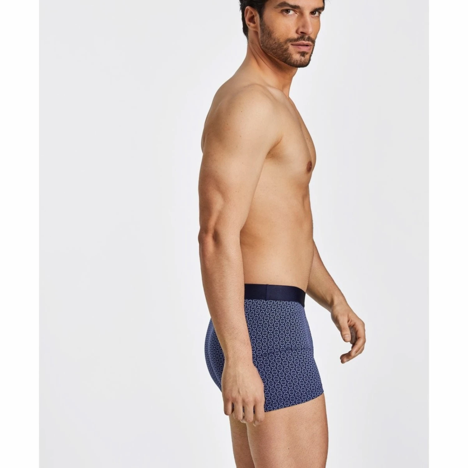 Duo Boxers AUBADE MEN Mini Menottes Marine Et Uni Marine â Image 4