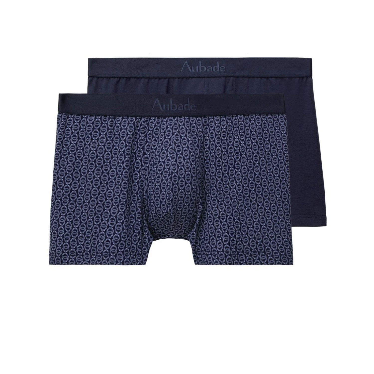 Duo Boxers AUBADE MEN Mini Menottes Marine Et Uni Marine â Image 6