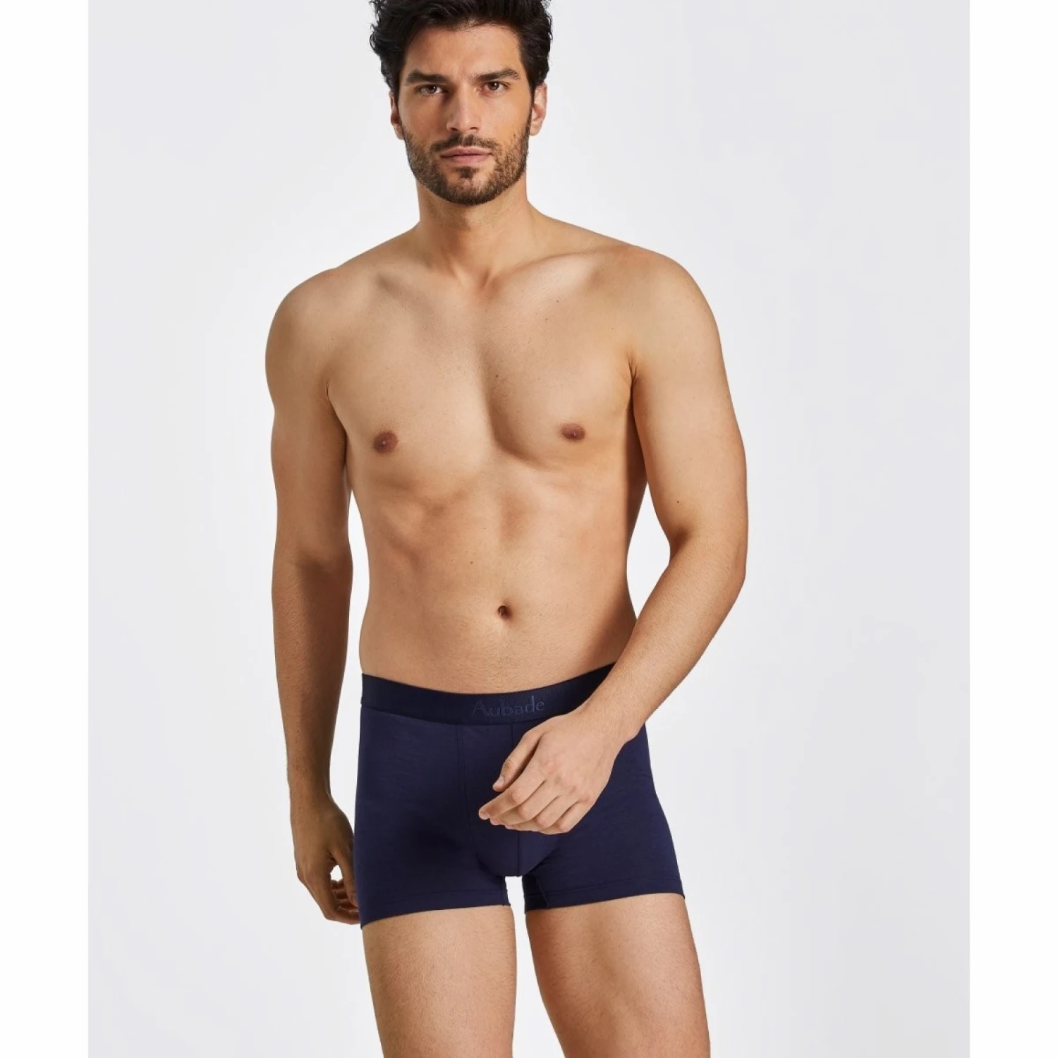 Duo Boxers AUBADE MEN Mini Menottes Marine Et Uni Marine â Image 7